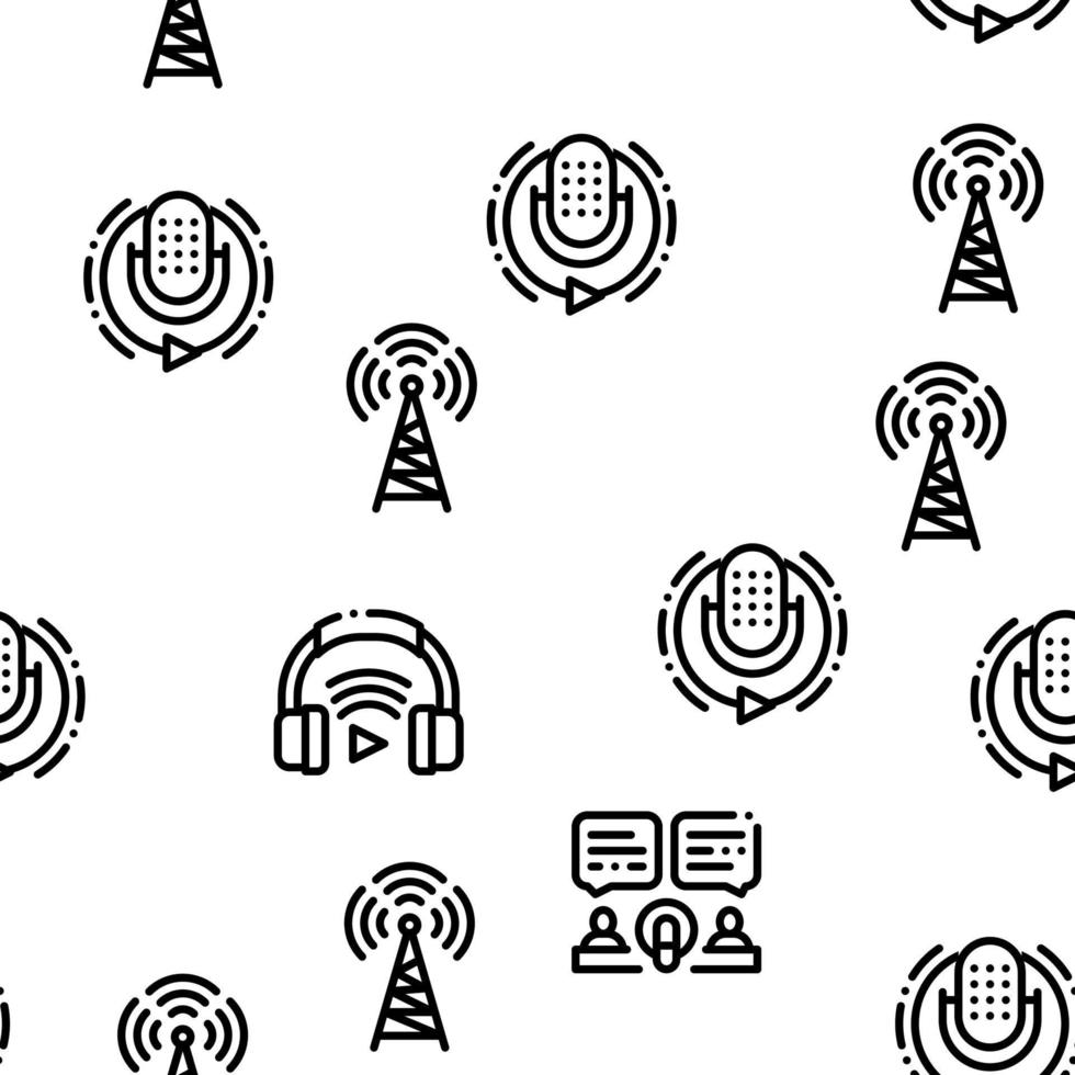 Podcast And Radio Seamless Pattern Vector