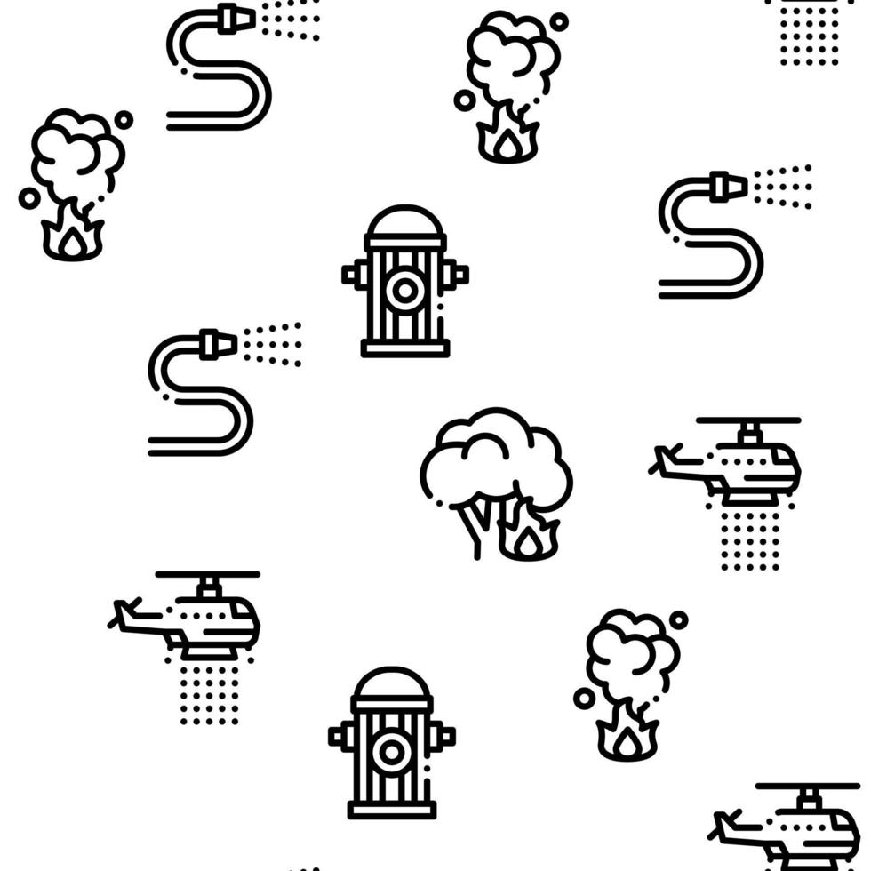 Firefighter Equipment Seamless Pattern Vector