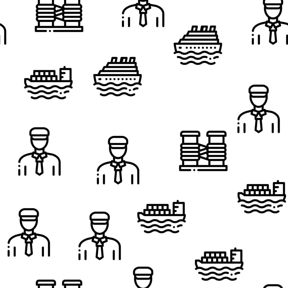 Marine Port Transport Seamless Pattern Vector