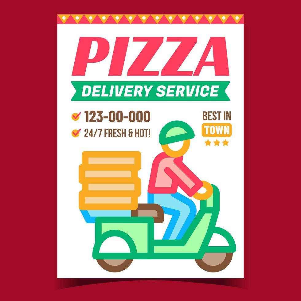 vector de banner de promoción de servicio de entrega de pizza