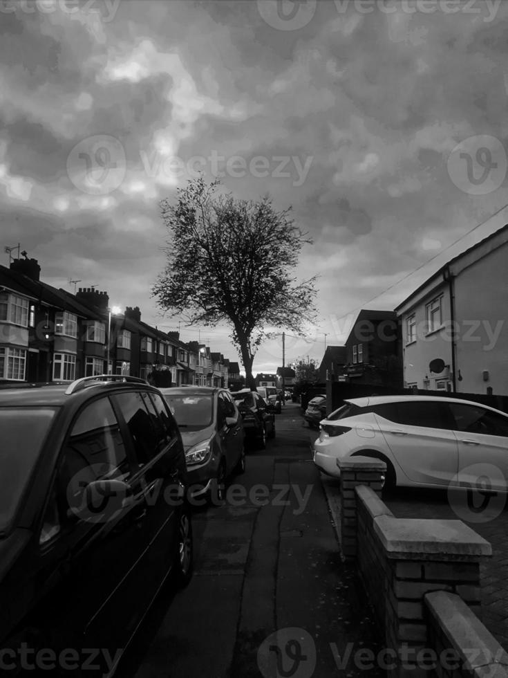 High Angle View of British Landscape of England in Classic Black and White photo