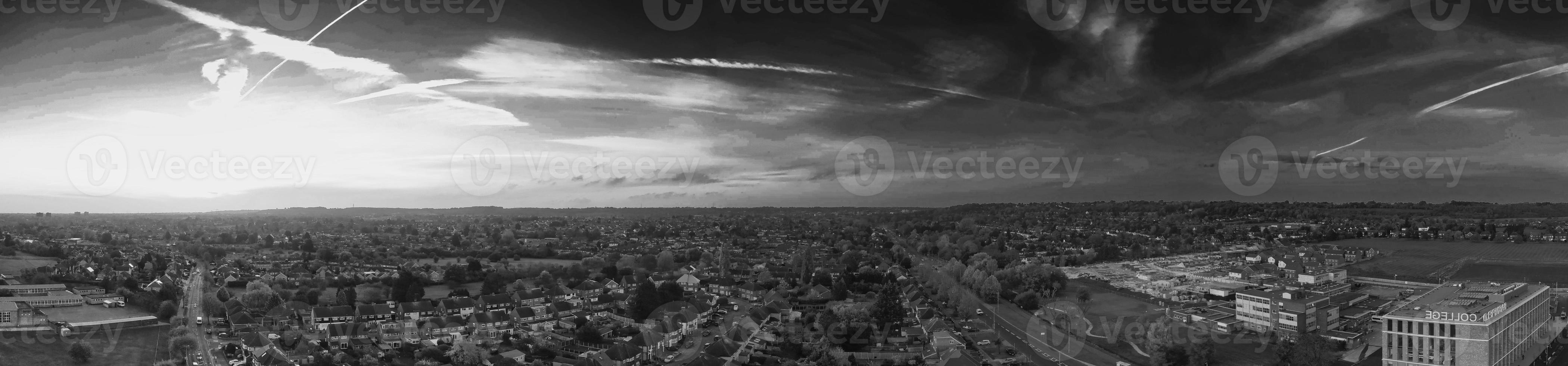 High Angle View of British Landscape of England in Classic Black and White photo