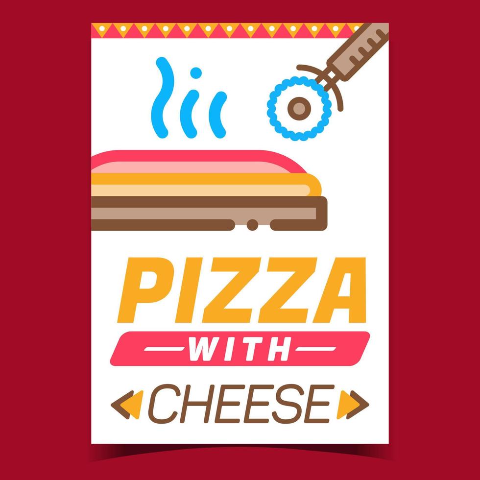 Pizza With Cheese Creative Promotion Banner Vector
