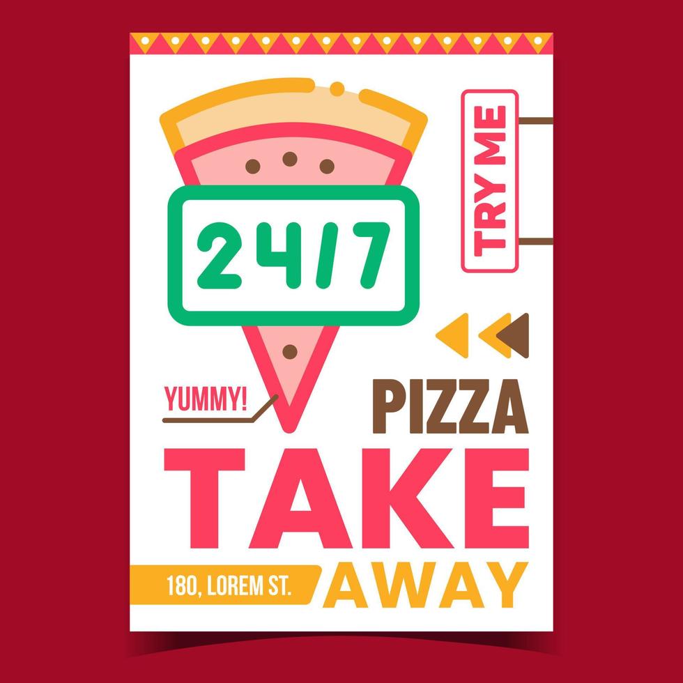 vector de cartel de promoción de servicio de comida para llevar de pizza