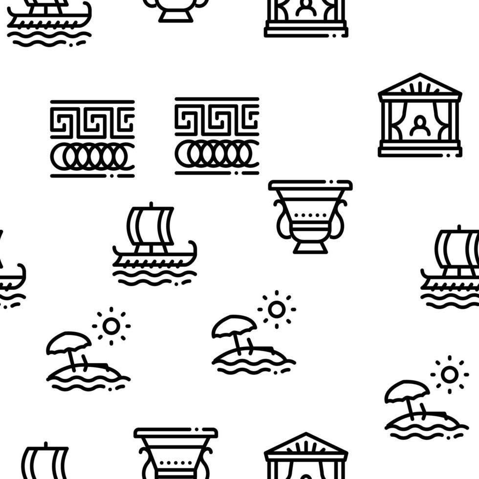 Greece Country History Seamless Pattern Vector