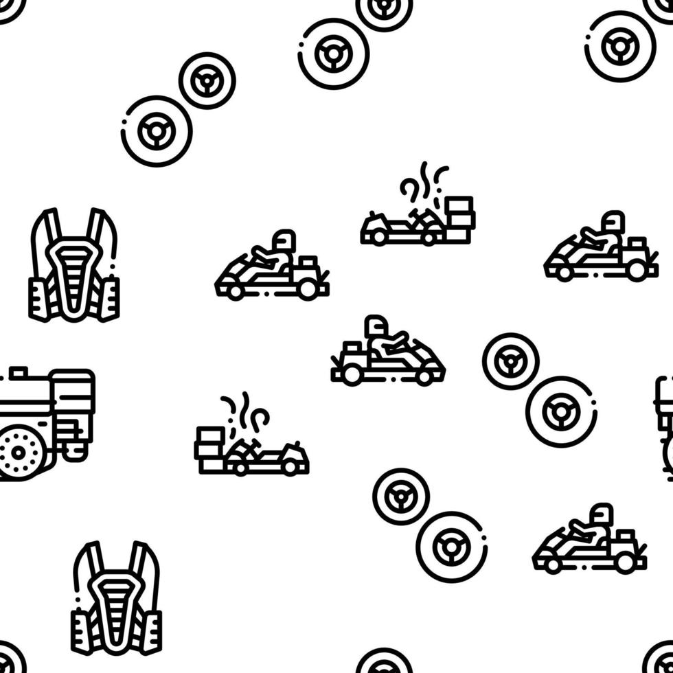 Karting Motorsport Seamless Pattern Vector