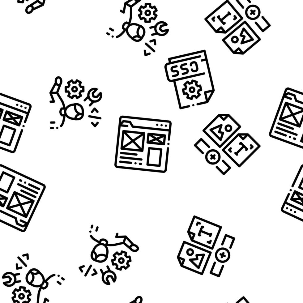 Front End Development Seamless Pattern Vector