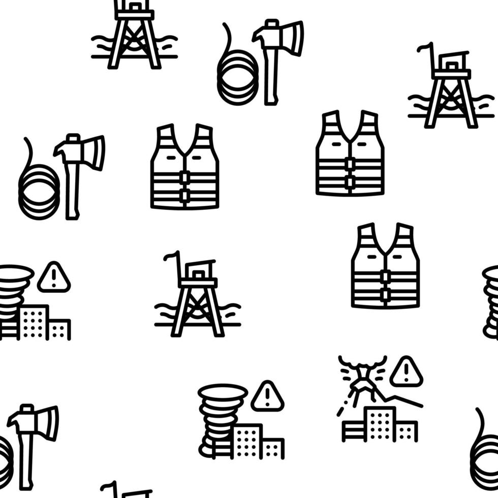 Rescuer Equipment Seamless Pattern Vector