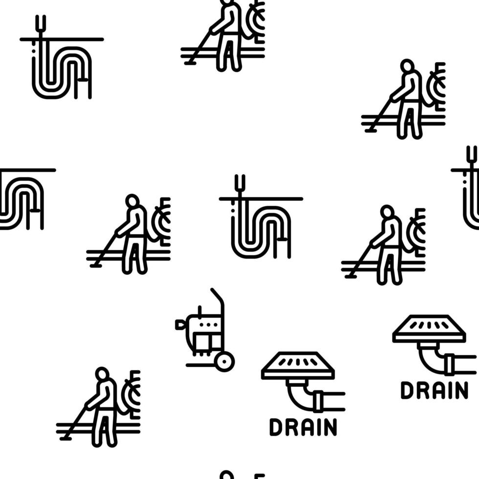 Drain Cleaning Service Seamless Pattern Vector