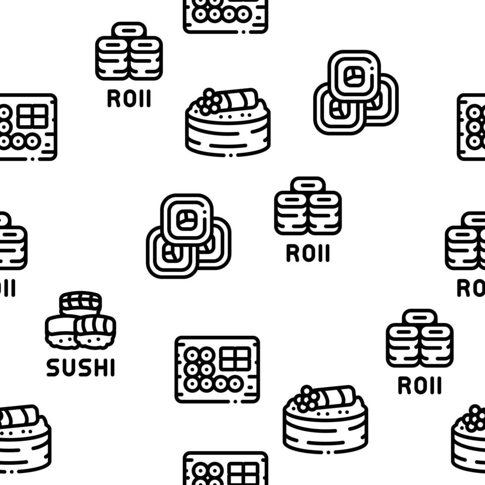 rollo de sushi plato asiático vector de patrones sin fisuras