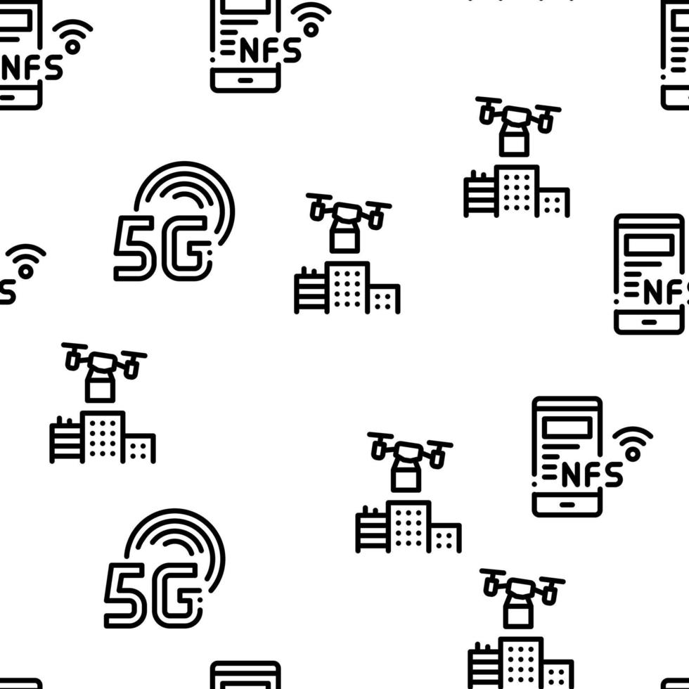 Smart City Technology Seamless Pattern Vector