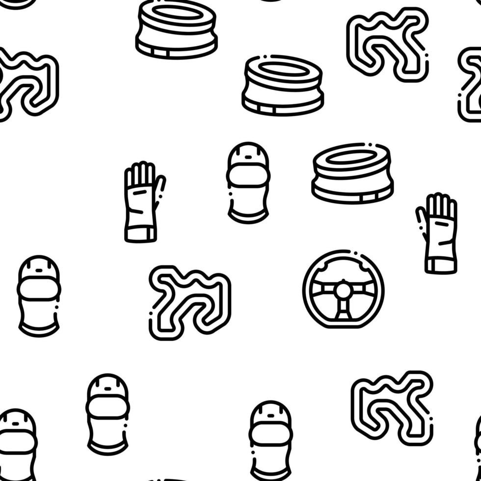 Karting Motorsport Seamless Pattern Vector