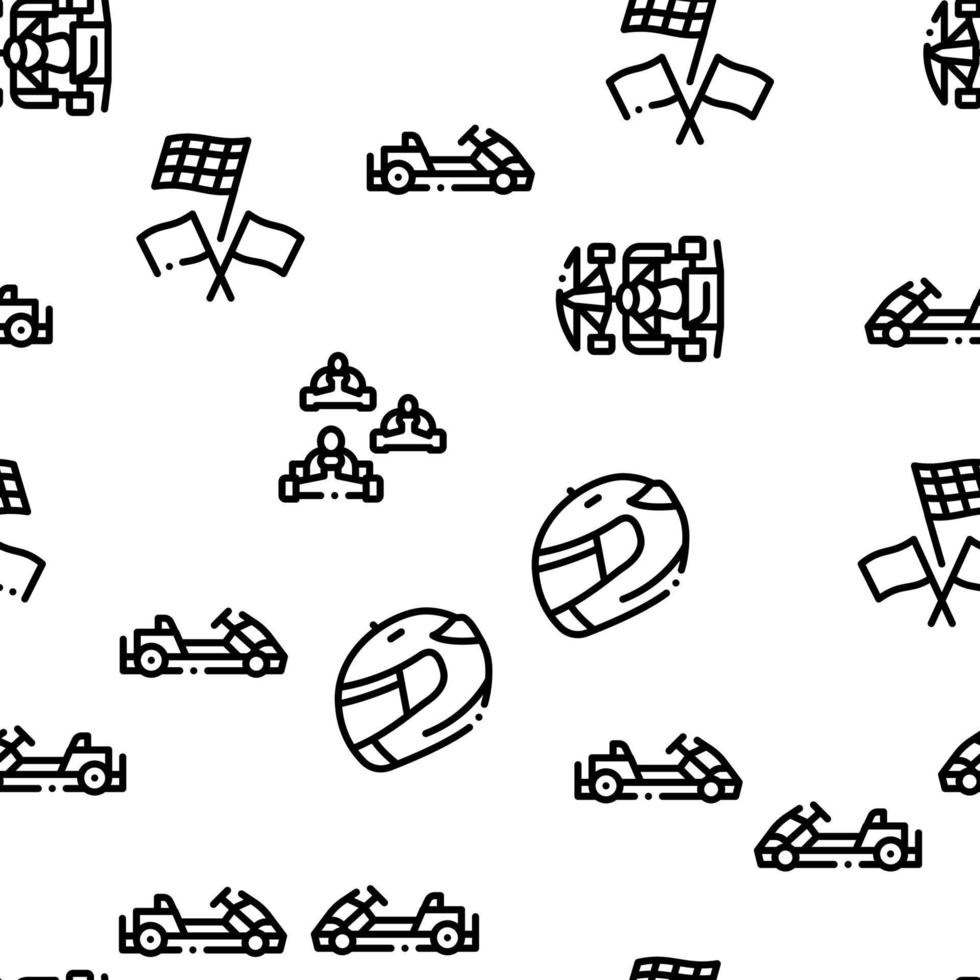 Karting Motorsport Seamless Pattern Vector