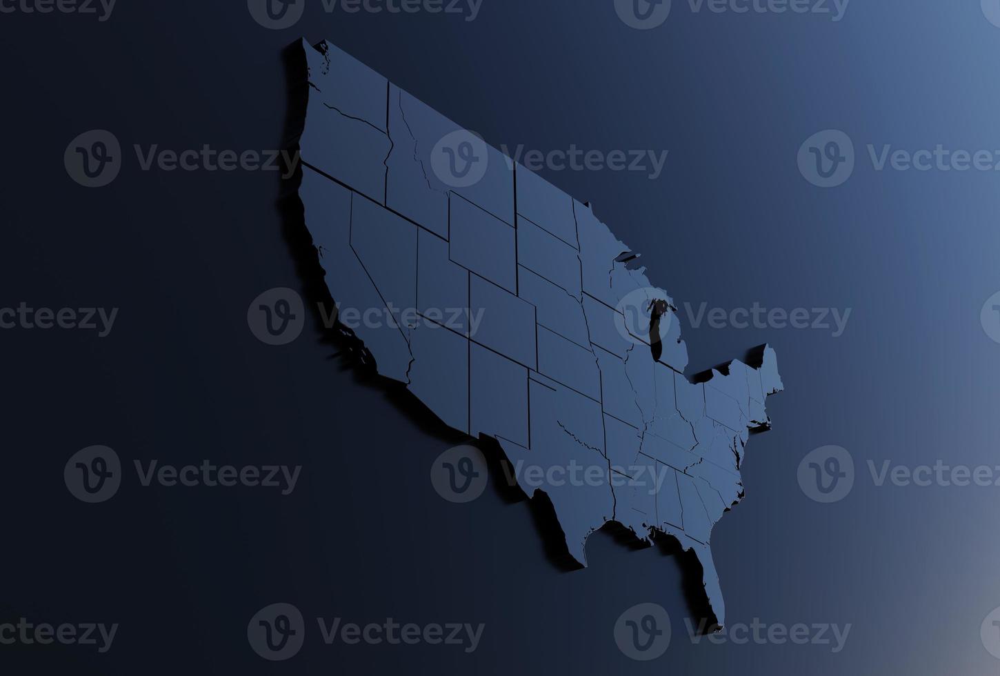 Extruded map of America USA 3d render photo