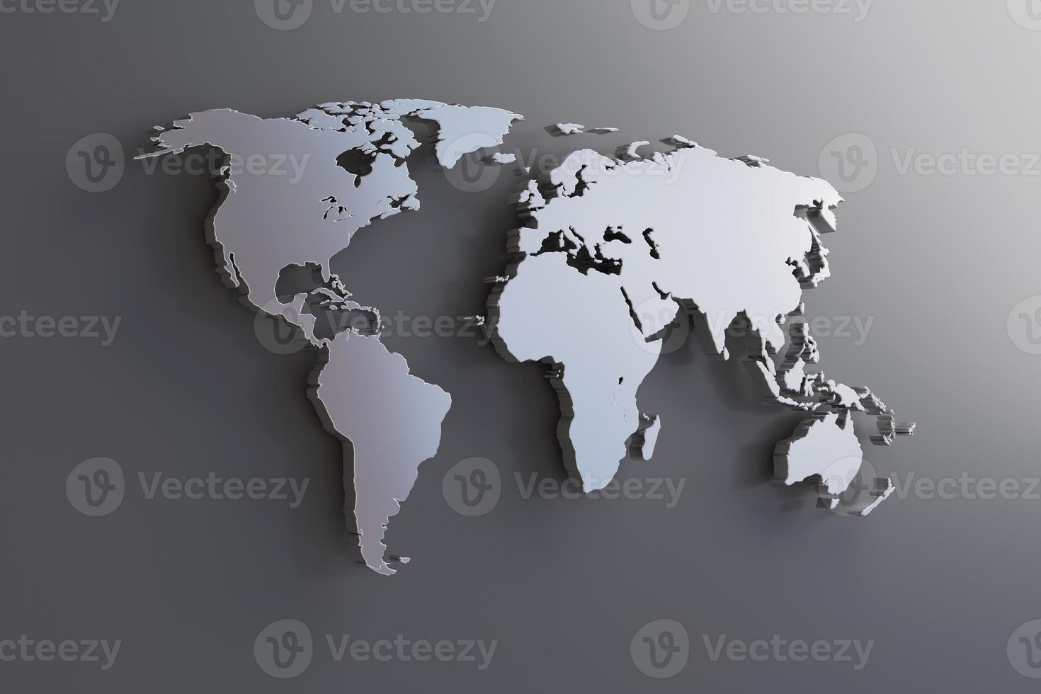 Extruded World map 3d render photo