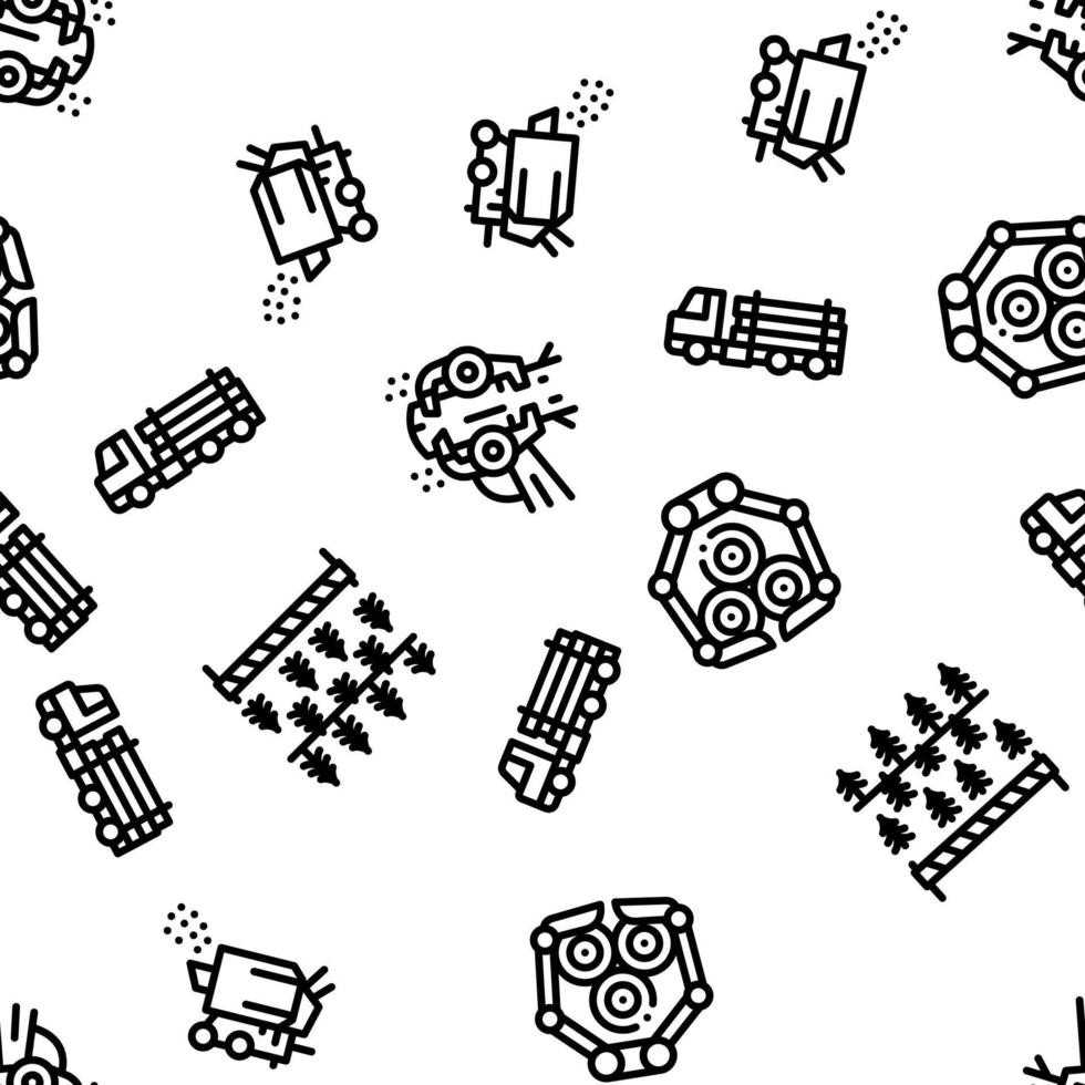 Wood Logging Industry Seamless Pattern Vector