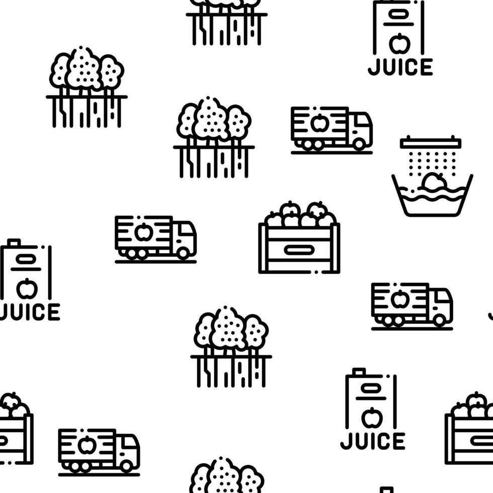 Juice Production Plant Seamless Pattern Vector