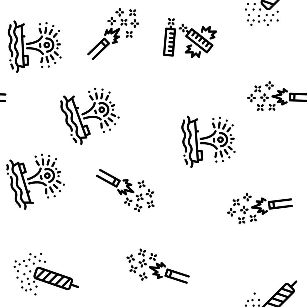 Firework Pyrotechnic Seamless Pattern Vector