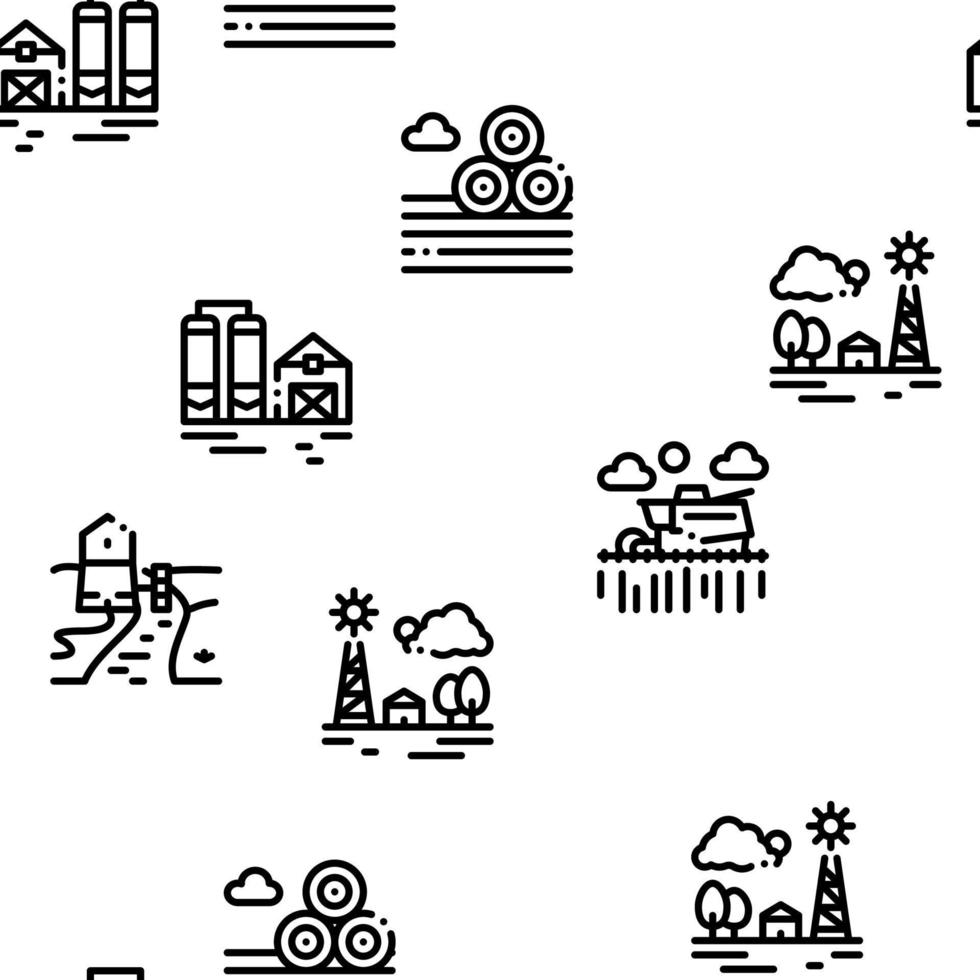 Farming Landscape Seamless Pattern Vector