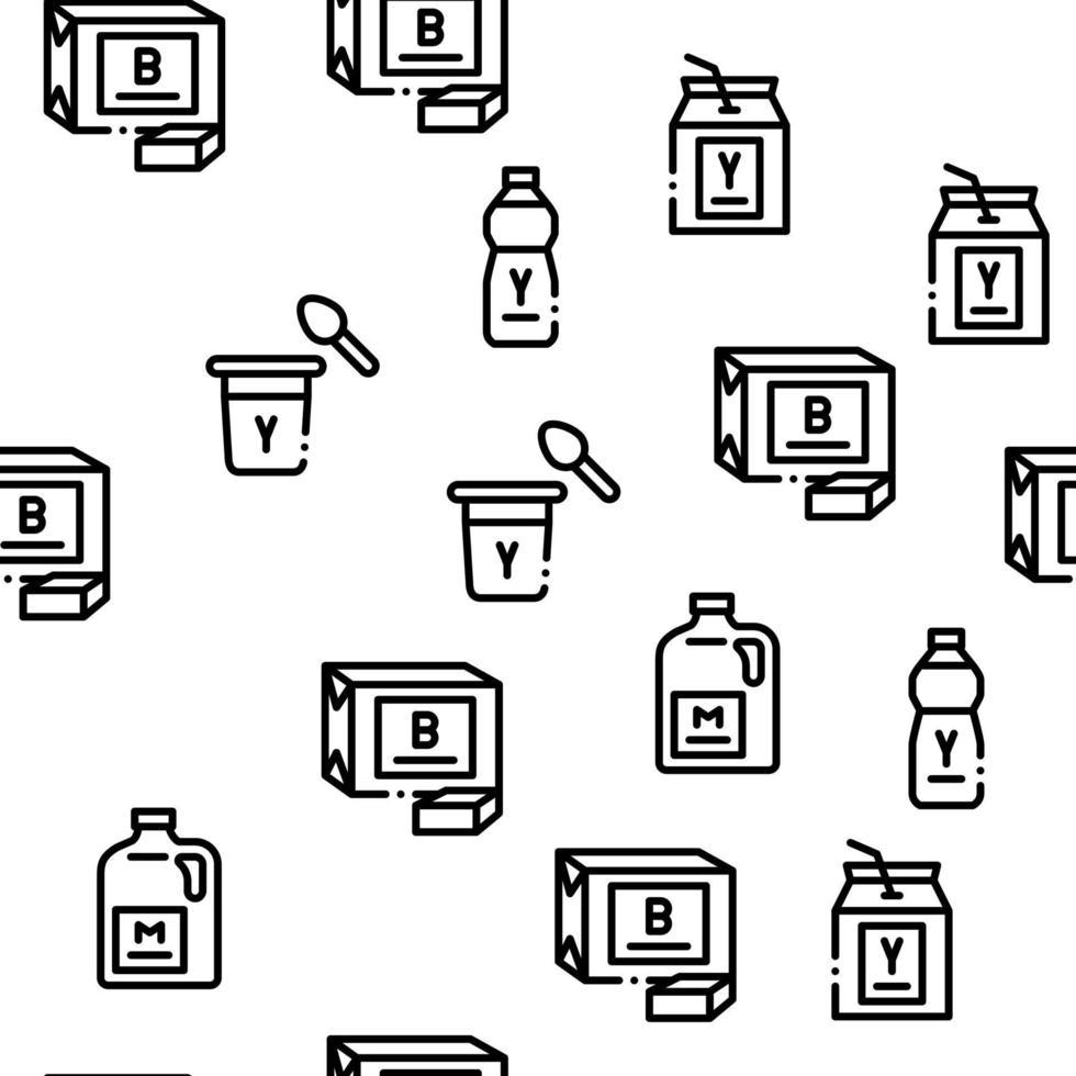 Dairy Drink And Food Seamless Pattern Vector