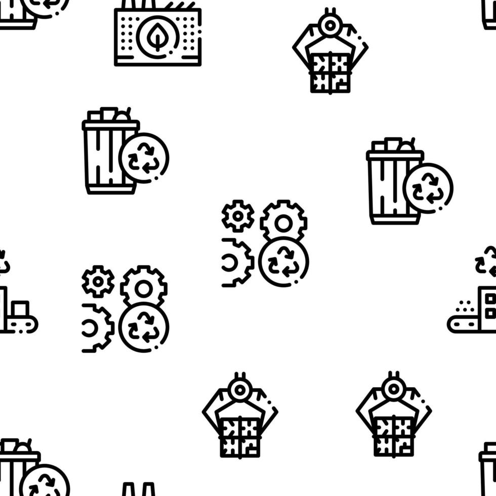 Recycle Factory Ecology Industry Seamless Pattern Vector