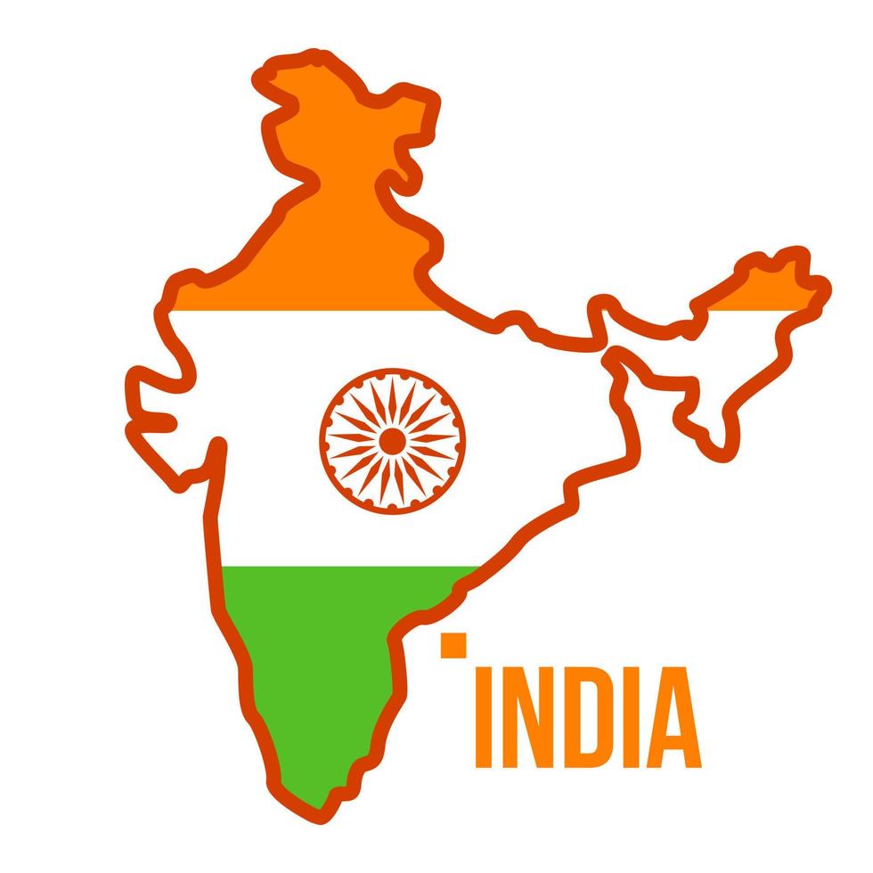 vector de mapa de la india. bandera, aislado, plano, caricatura, ilustración