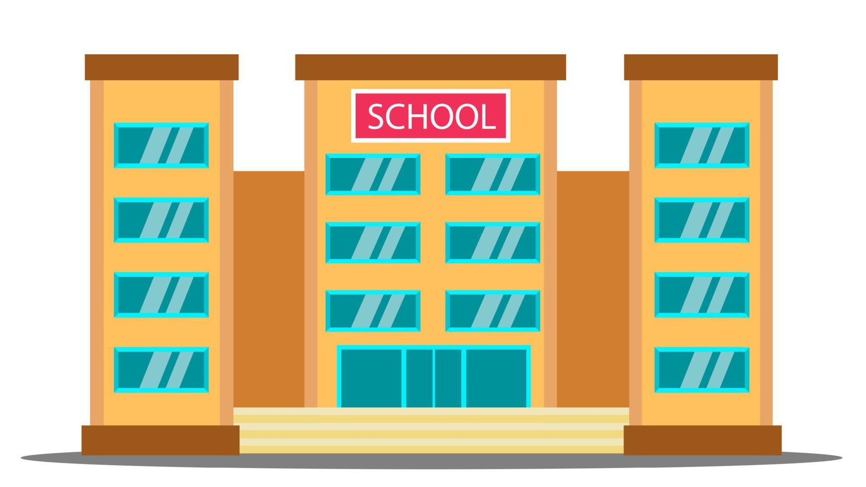 School Building Vector. University House Fasade. College Front Entrance. Isolated Cartoon Illustration vector