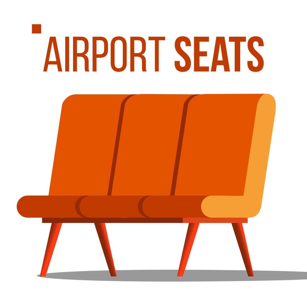 Airport Seats Vector. Hall Departure. Public Terminal Concept. Waiting Area. Isolated Flat Cartoon Illustration vector