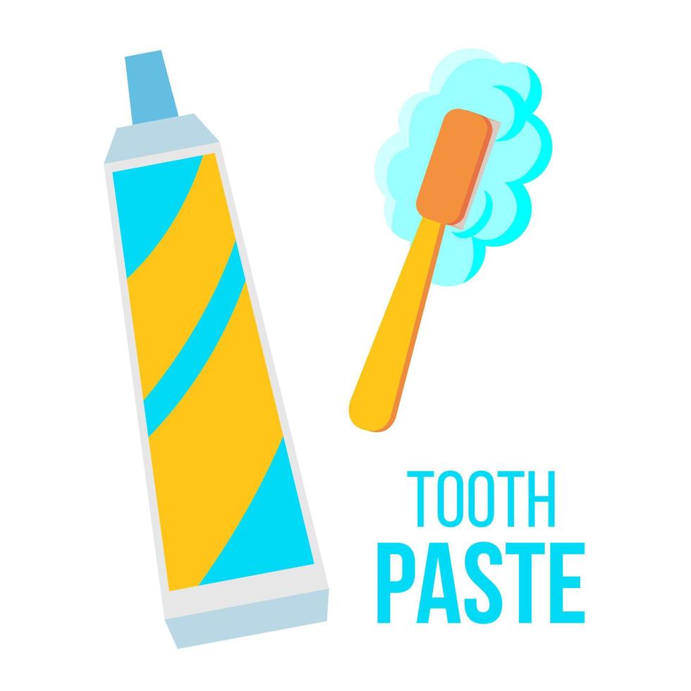 Tooth Paste, Brush Vector. Child Dental Care. Isolated Flat Cartoon Illustration vector