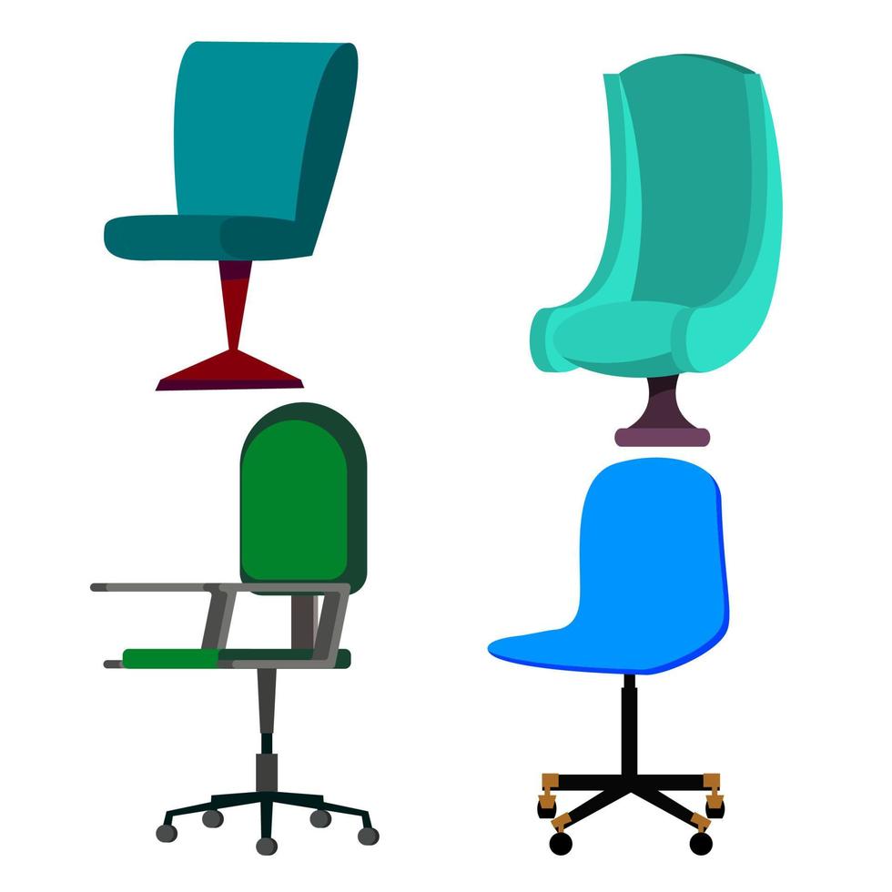 conjunto de sillas de oficina vector. muebles de negocios. asiento de empleado o director. ilustración de dibujos animados plana aislada vector