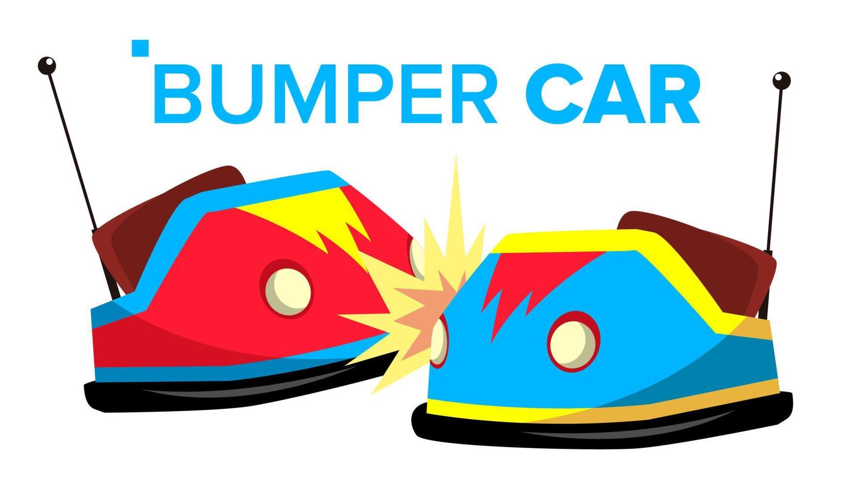 Bumper Car Vector. Attraction Hotroad Amusement Park. Bumps. Isolated Flat Cartoon Illustration vector