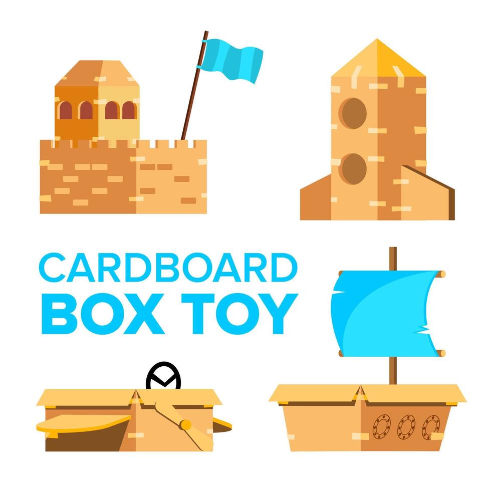 Cardboard Toy Vector. Playground Activity. Box Isolated Flat Cartoon Illustration vector