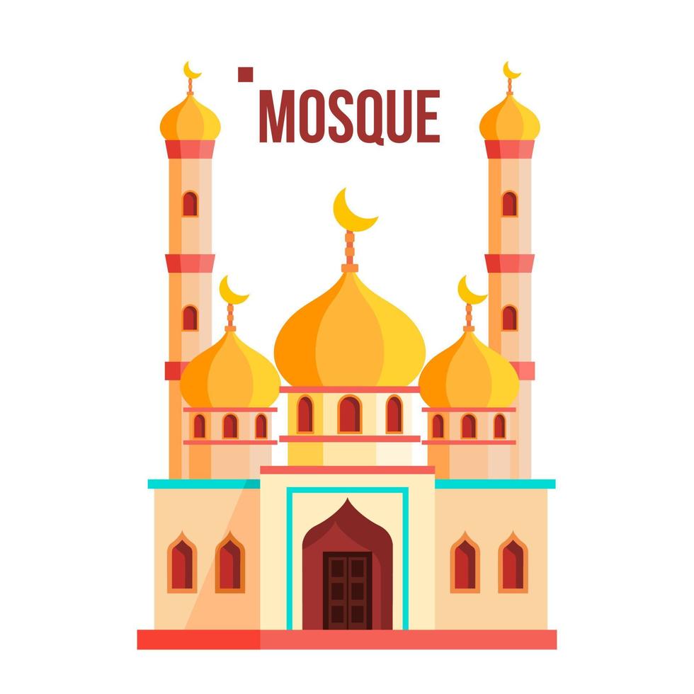 vector de mezquita. musulmán, árabe. ilustración de dibujos animados plana aislada