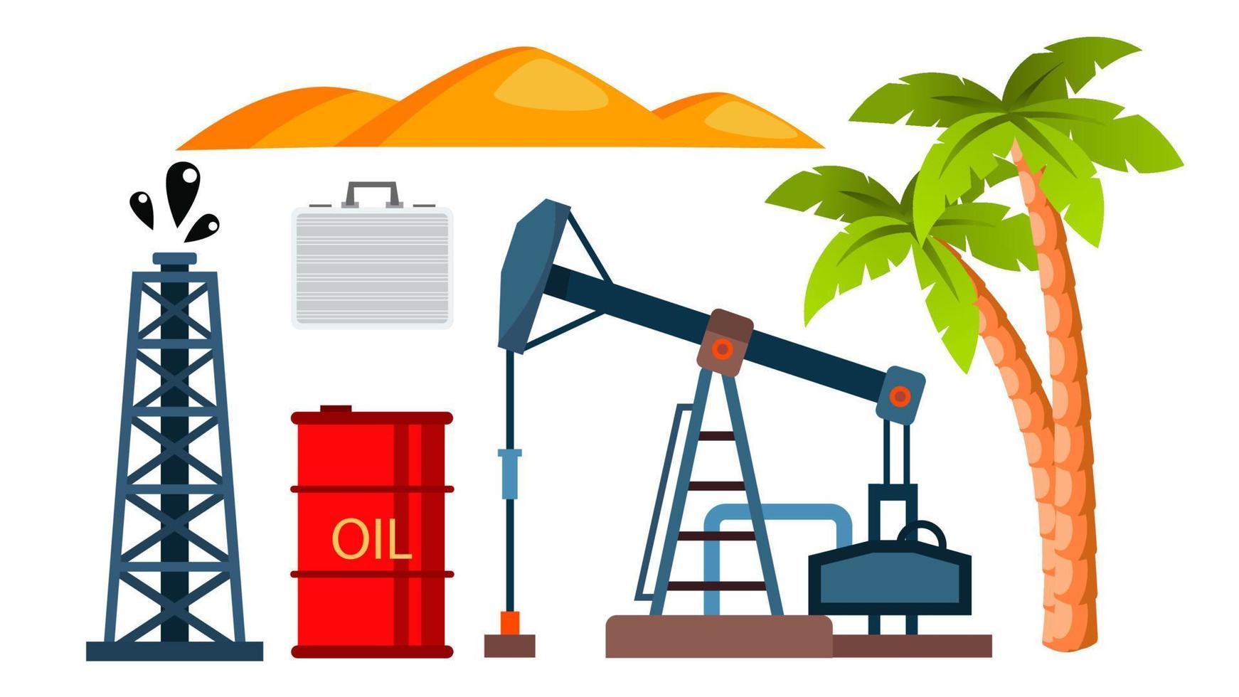 Oil Icons Production Extraction Vector. Isolated Flat Cartoon Illustration vector
