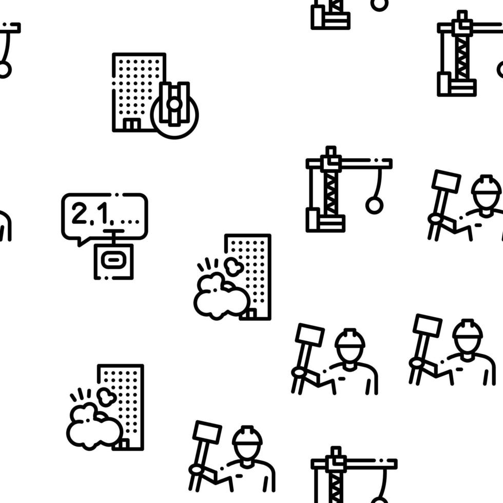Demolition Building Seamless Pattern Vector