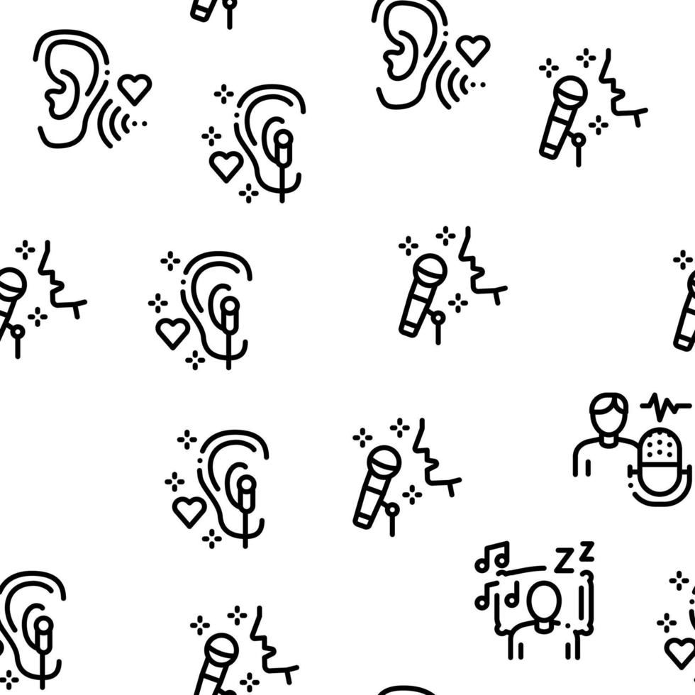 Asmr Sound Phenomenon Seamless Pattern Vector