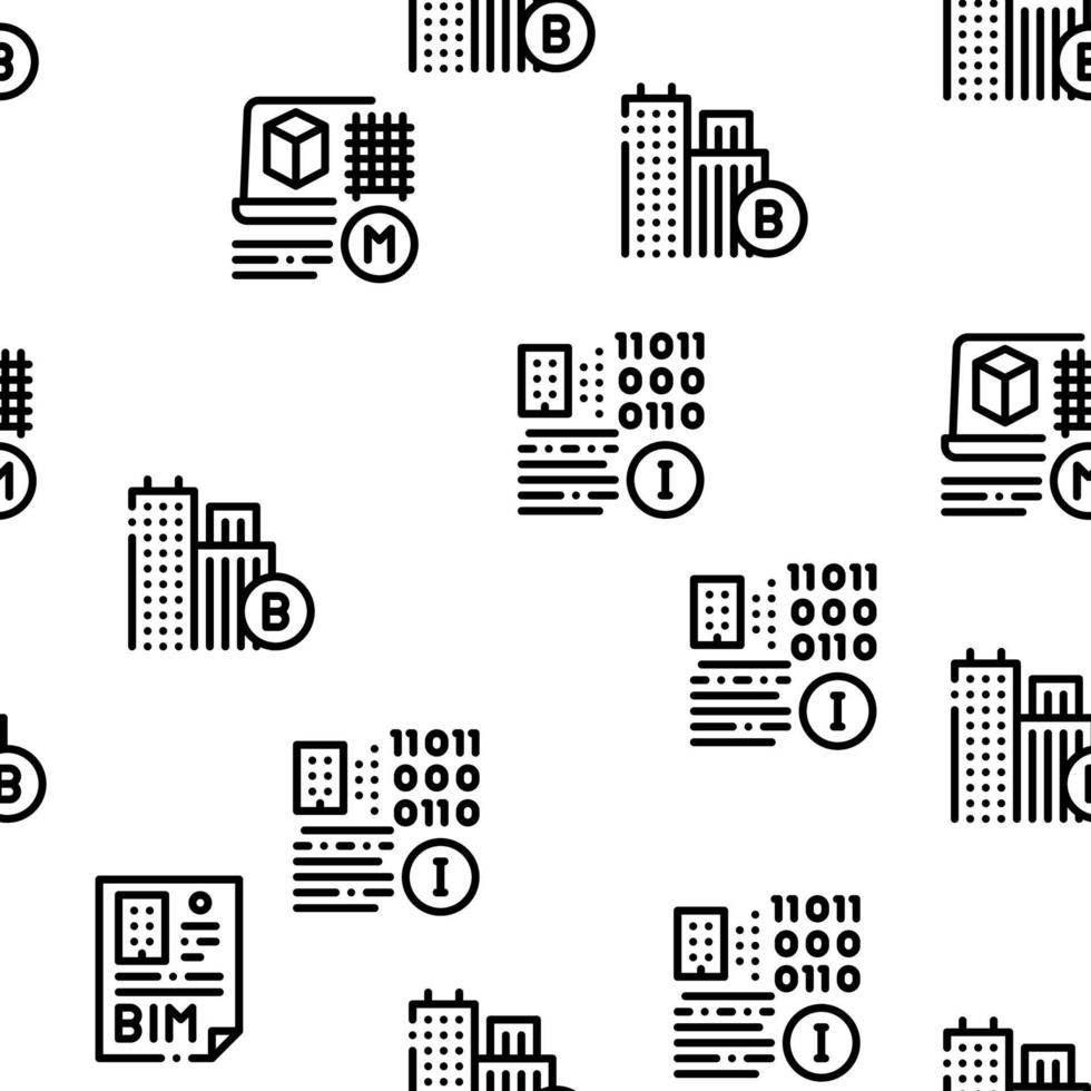 Bim Building Information Seamless Pattern Vector