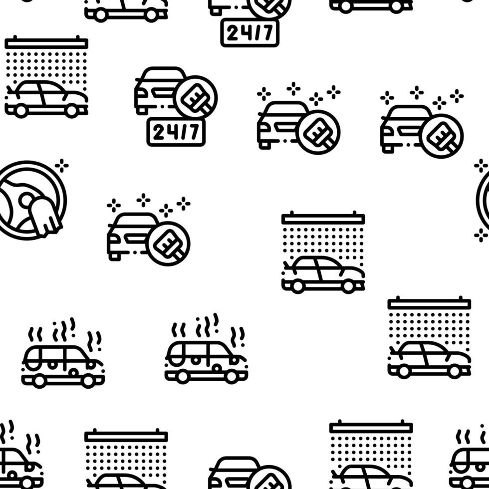 Car Wash Auto Service Seamless Pattern Vector