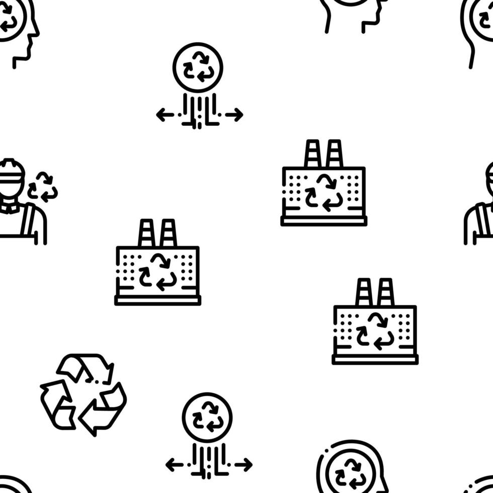 Recycle Factory Ecology Industry Seamless Pattern Vector