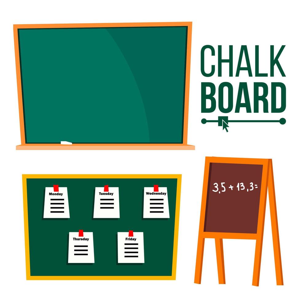 Green Chalk Board Vector. School Blackboard. Isolated Cartoon Illustration vector