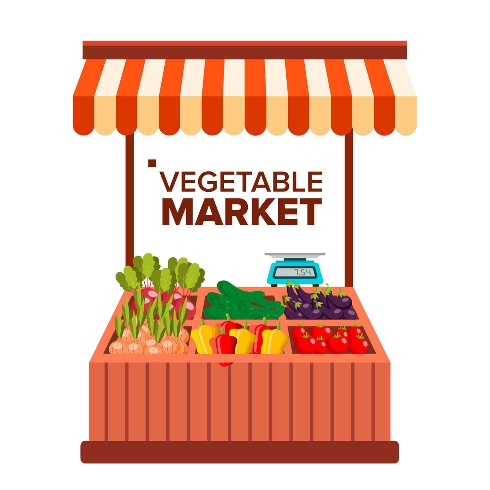 Vegetable Market Vector. Natural Eco Healthy Product. Isolated Flat Cartoon Illustration vector