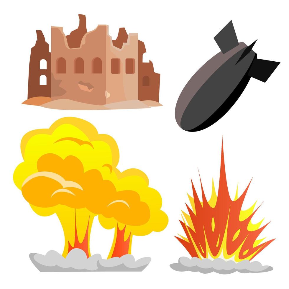 Nuclear Bomb Blast Vector. Icon. Military War Conflict. Isolated Flat Cartoon Illustration vector