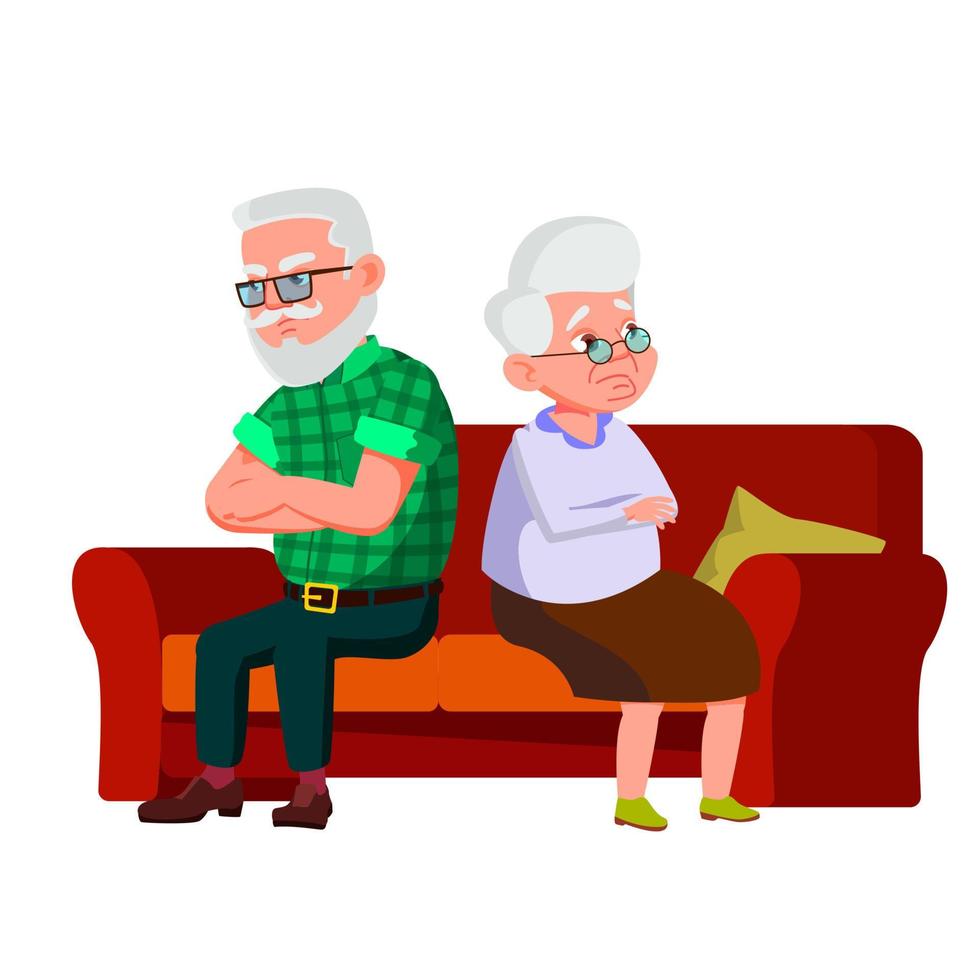 Sadness Old Man And Woman Disagreement Vector