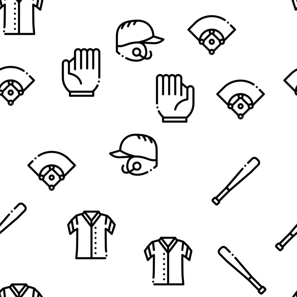 Baseball Game Tools Seamless Pattern Vector