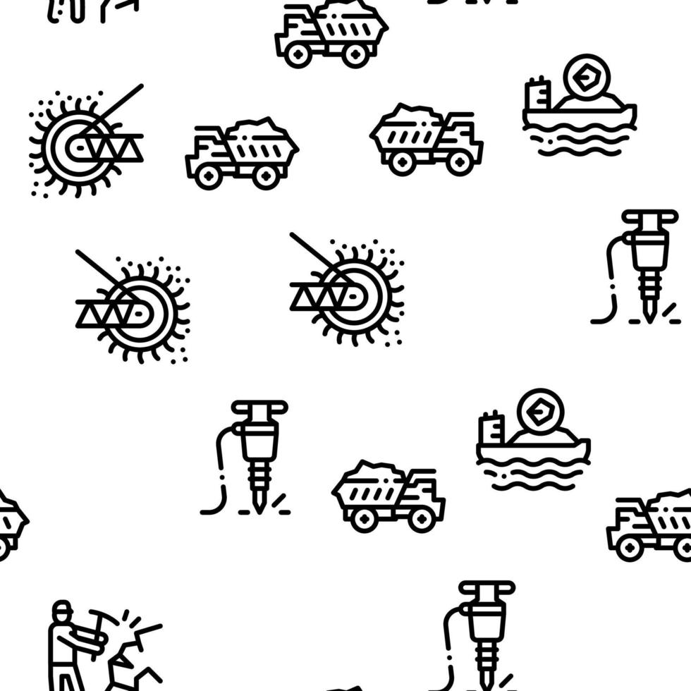 Coal Mining Seamless Pattern Vector