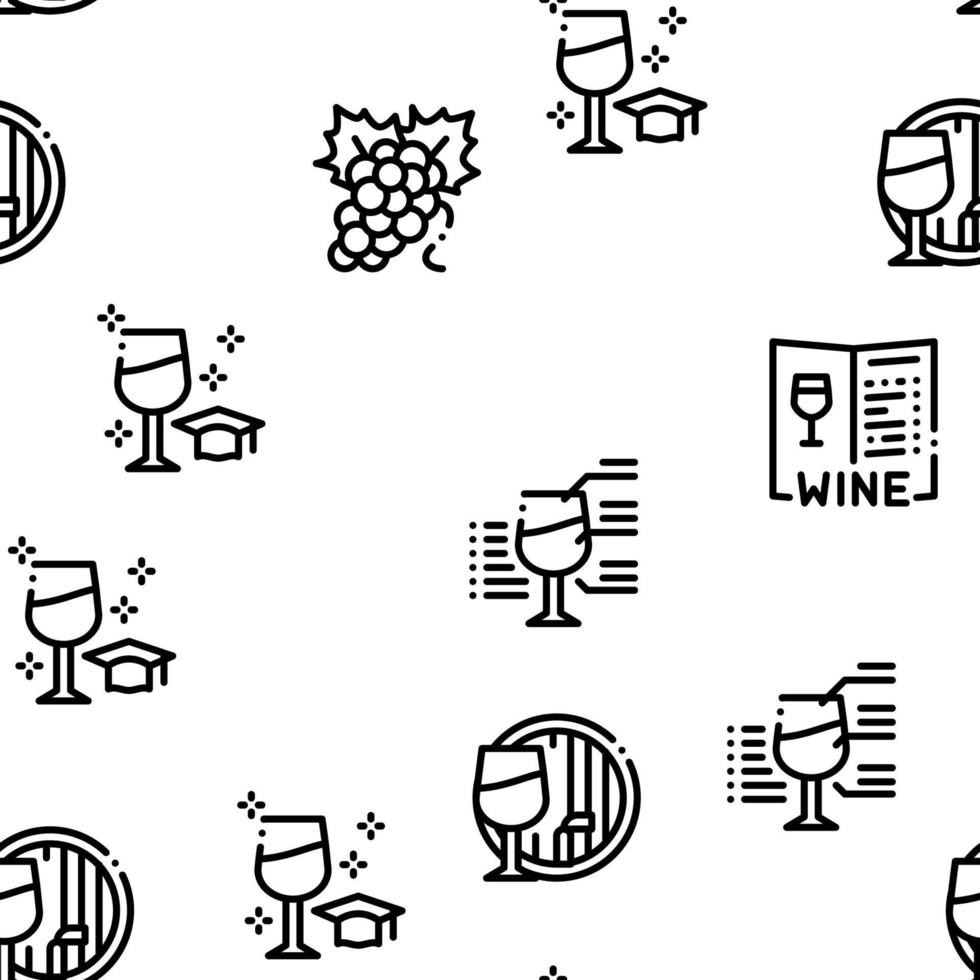 Sommelier Wine Tasting Seamless Pattern Vector