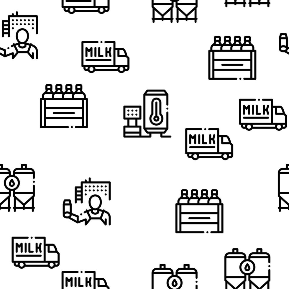 Milk Factory Product Seamless Pattern Vector