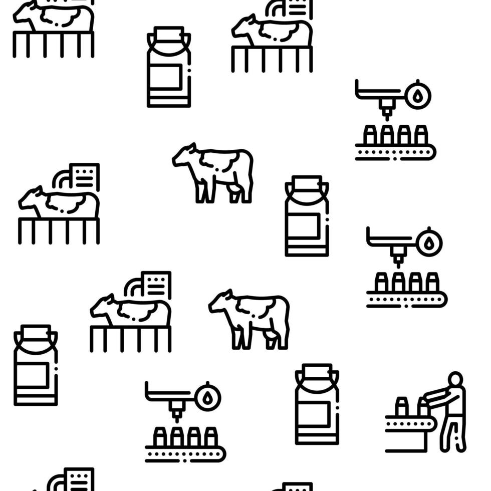 Milk Factory Product Seamless Pattern Vector