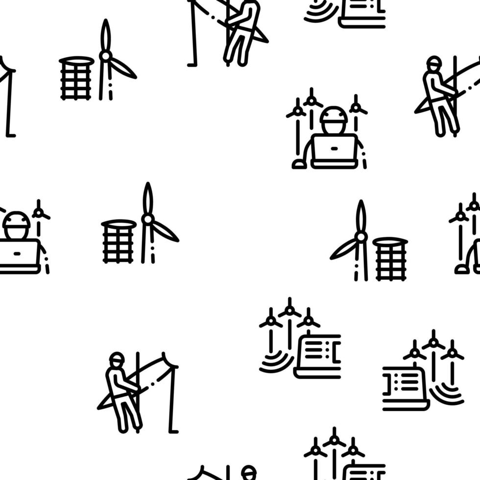 Wind Energy Technicians Seamless Pattern Vector