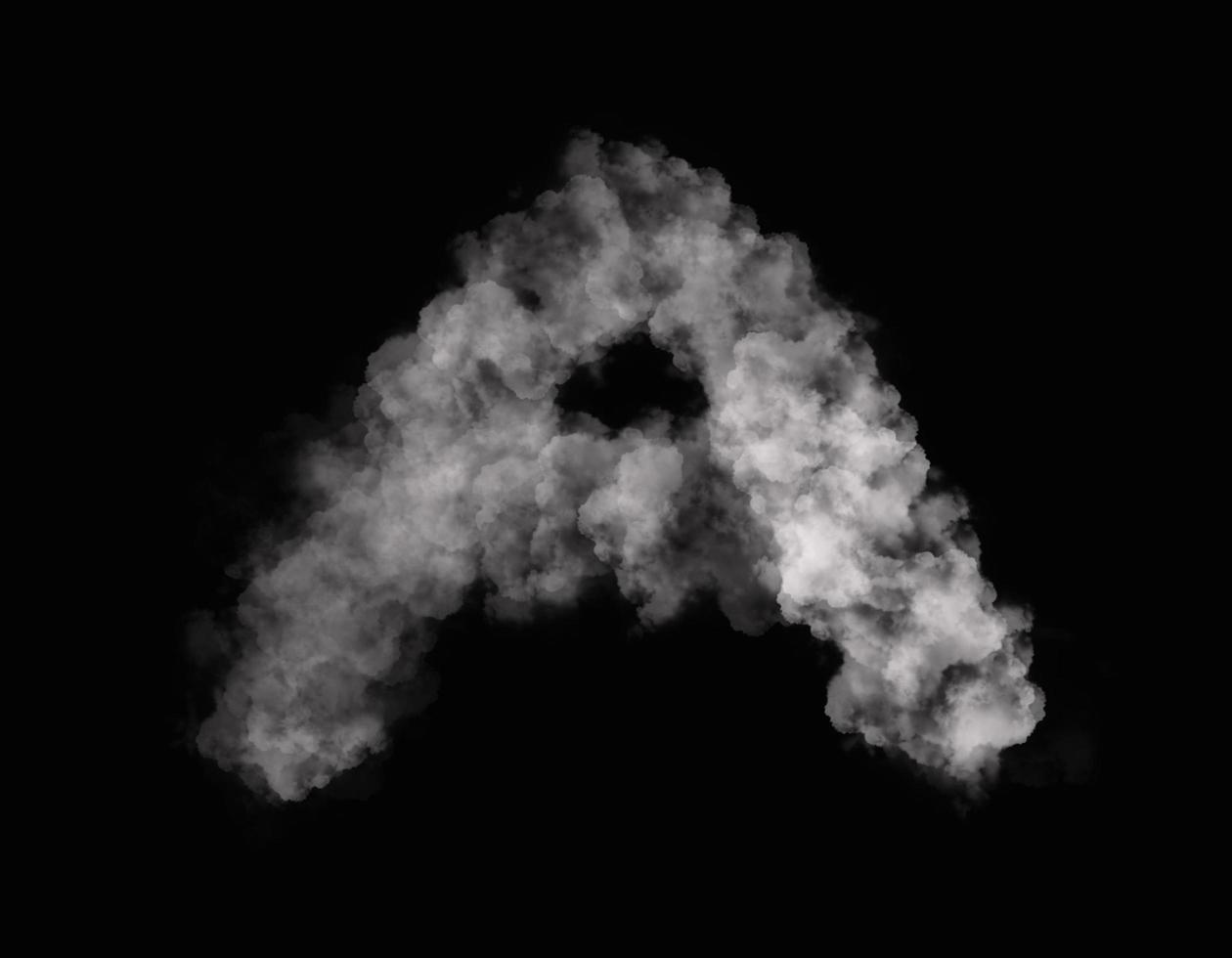 realistic smoke A alphabet spreading on dark background photo